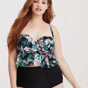 Torrid Tropical Peplum Padded Tankini Top‎ **Torrid Size 00 (women’s 10)